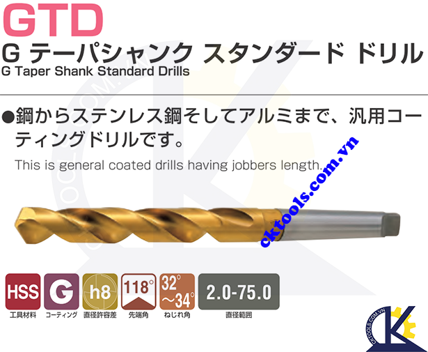 Mũi khoan Nachi GTD 75.0, Mũi khoan Nachi List 620P 75.0, Mũi khoan Nachi List 620P F75.0, Mũi khoan đuôi côn Nachi D75.0